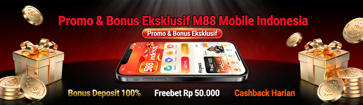 Gambar promo dan bonus eksklusif yang tersedia untuk pengguna M88 versi mobile di Indonesia