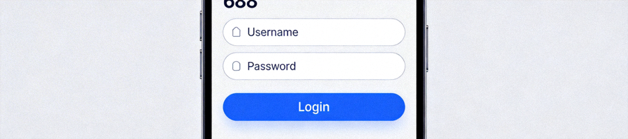 Screenshot halaman login M88 mobile yang menampilkan kolom username dan password dengan tombol login yang besar