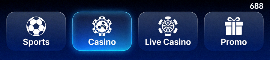 Tampilan menu navigasi utama M88 mobile dengan ikon sports, casino, live casino, dan promo